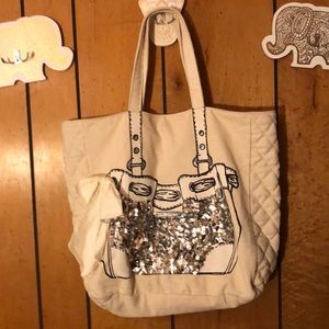 Juicy Couture off whit canvas tote bag.